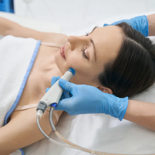 HydraFacial hydradermabrasion treatment being performed at Forever Facial Aesthetics