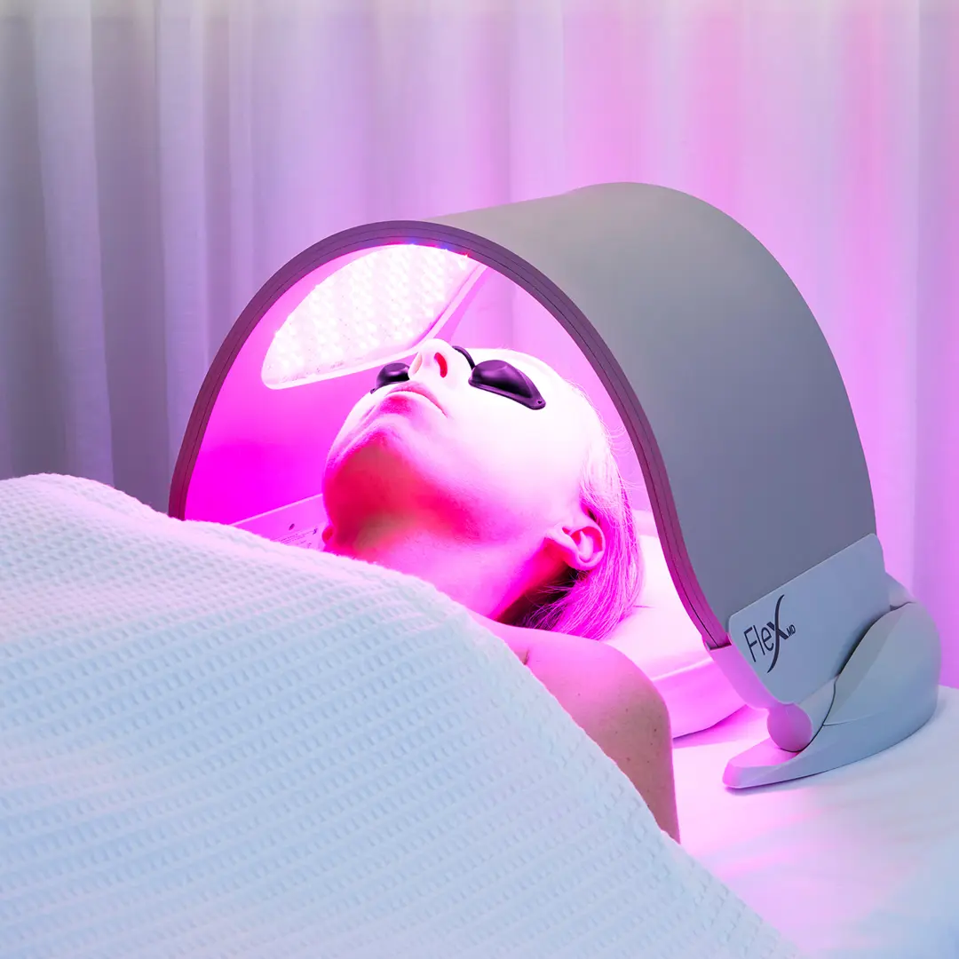 LED light therapy treatment in progress