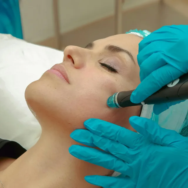 Radiofrequency skin tightening treatment being performed at Forever Facial Aesthetics