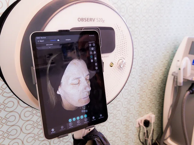 Observ 520x Skin Analysis System displaying a detailed skin scan