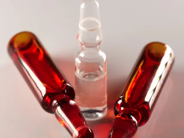 Ampoules of vitamin B12 injection solution